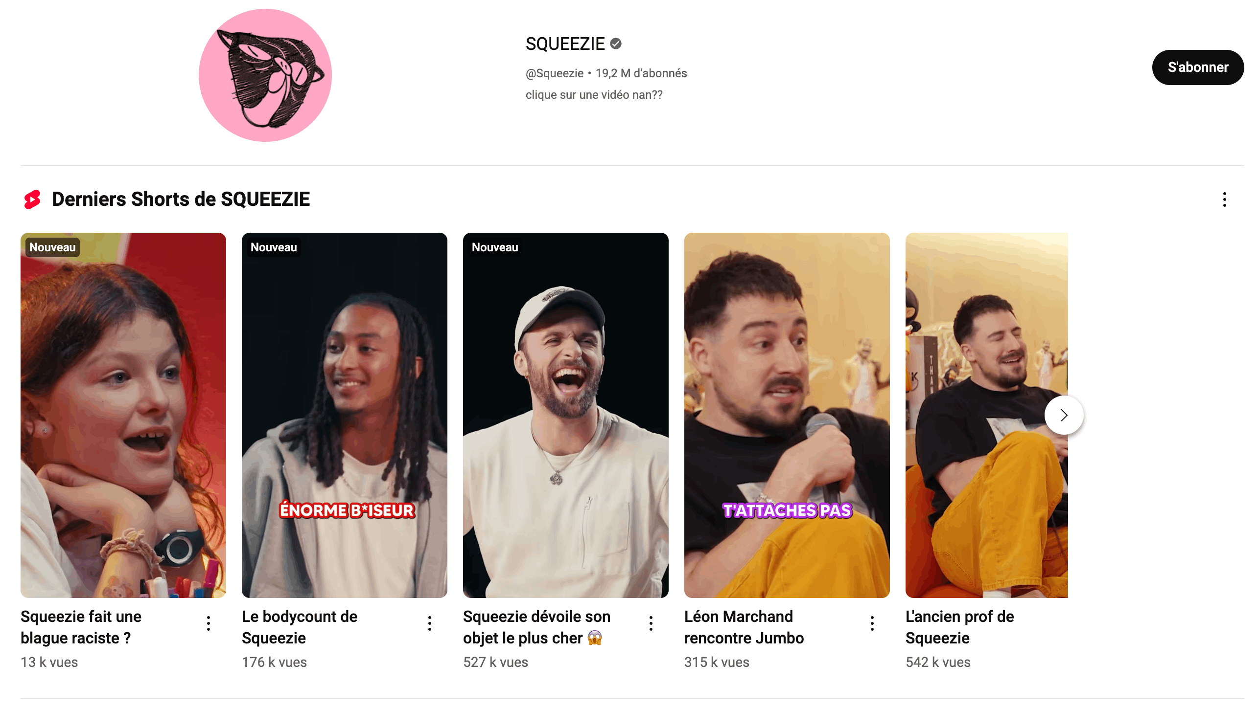 Contenu vidéo Shorts